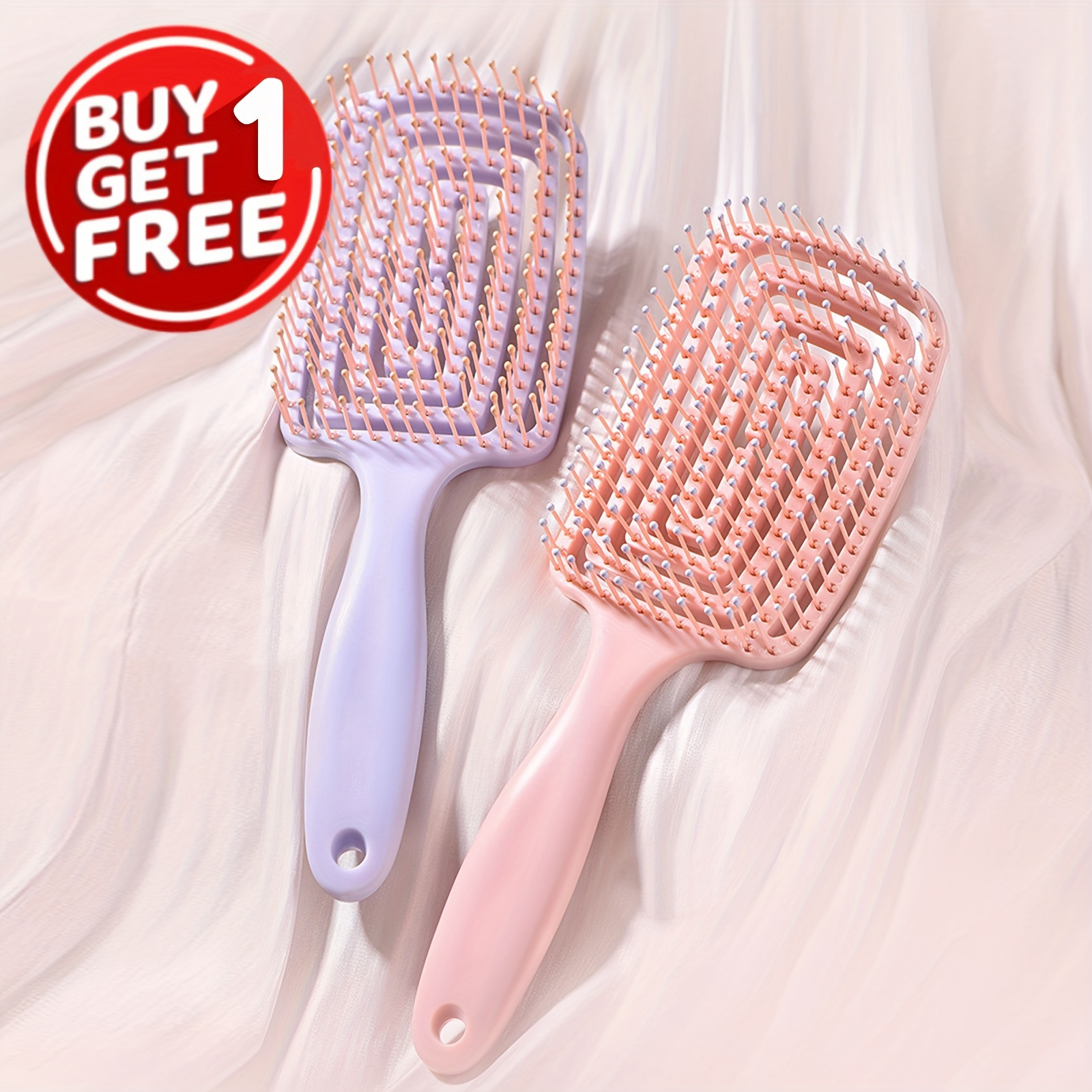 

2pcs/set Fluffy Hairdressing Comb, Large Curved Detangling Hair Brush For All Hair Types