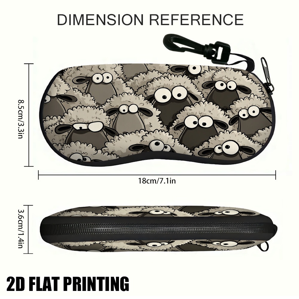 TEMU 1 pieza, 1 estilo, para gafas para con cubierta con cremallera, adorable estampado de oveja, para uso diario, viajes, almacenamiento de gafas,