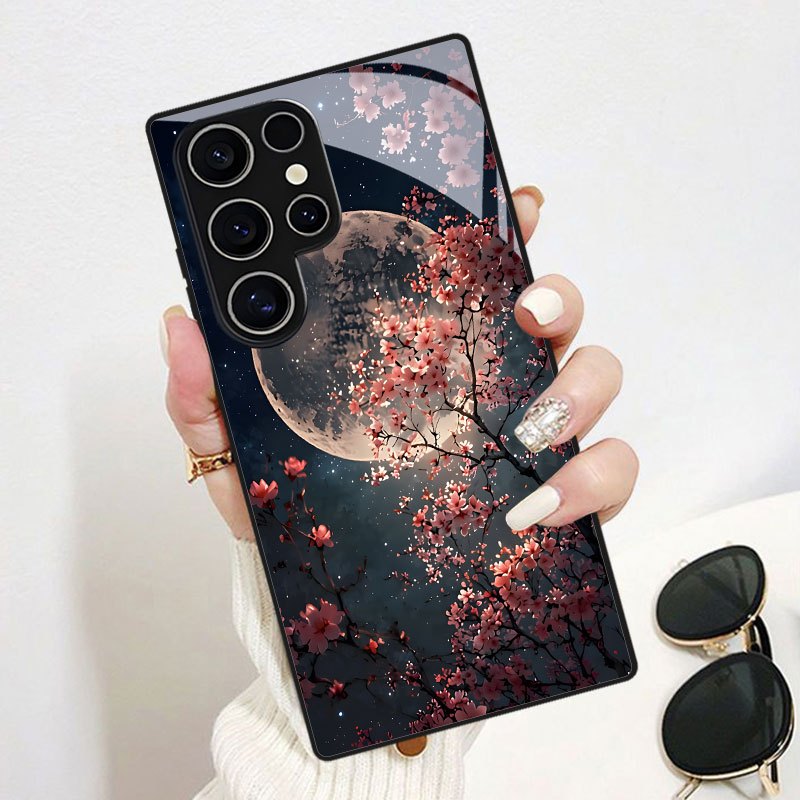 TEMU Phone Case: Light And Cherry Print Phone Case, Compatible With Galaxy S9+/s10/s20+/s20 Ultra/s21 5g/s21+/s22/s23 Plus/s24 Plus/s25/s25 Edge/note