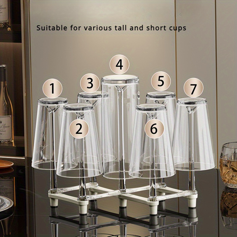 Retractable Cup Drying Rack, Drinking Glass Drainer Stand, Sports Bottle Draining Organizer, Countertop Mug Tree, Mugs Tea Cups Storage Rack Non-slip, Pp Material