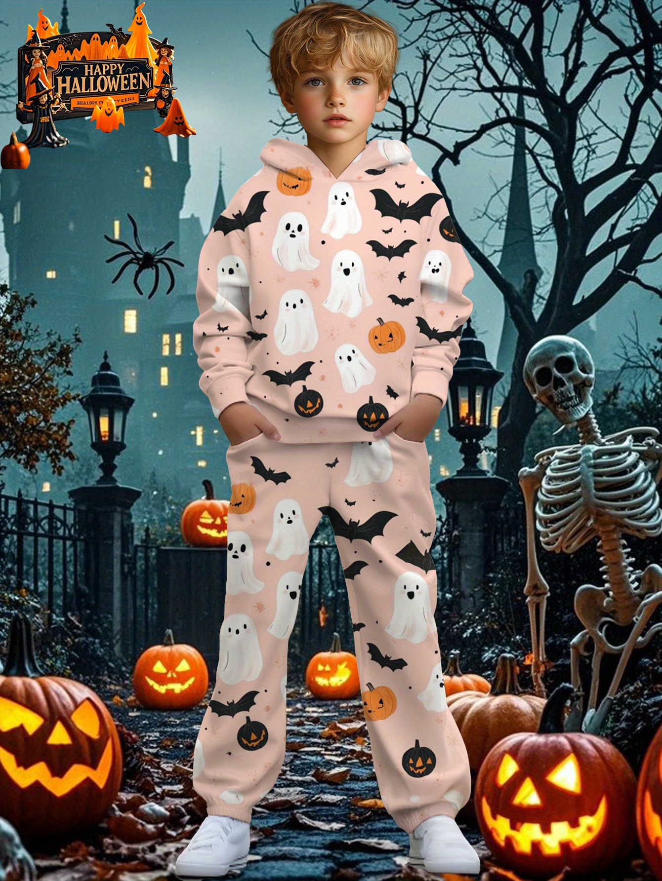 Digital Print Latest Trendy Cute Cool Mixed Color Hoodie and Jogger Set for Boys - Casual Spring/Autumn/Winter Holiday Birthday Gift Outdoor Sports Random Pattern, Perfect for Outdoor
