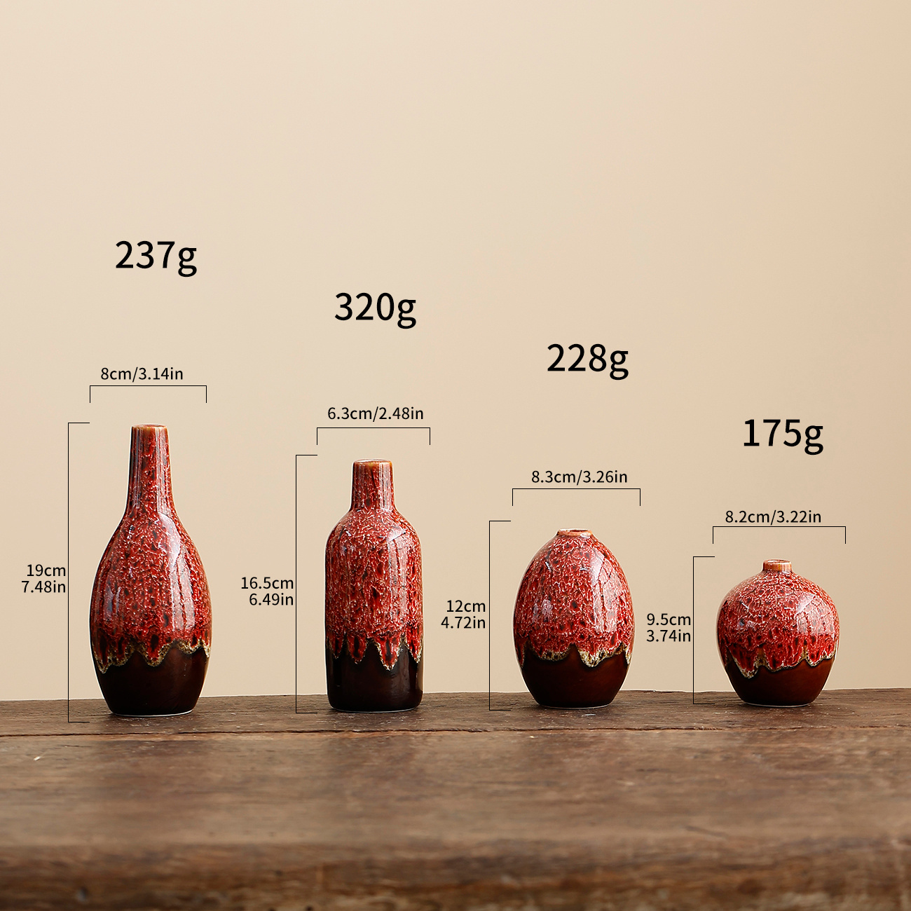 TEMU 4pcs Traditional Chinese Ceramic Vase - Vintage Oriental Cylinder Vases Suitable For Home Decor, Wedding & Funeral Decorations, Tea Table