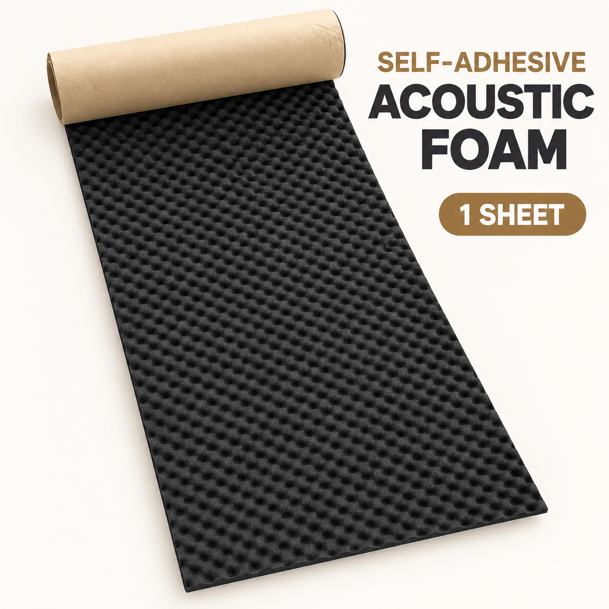 TEMU 1pc Black Self-adhesive High-density Wavy Acoustic, 50 X 100cm Thickened Soft Acoustic Foam Roll, Full Back Adhesive And Quick Rebound, Suitable
