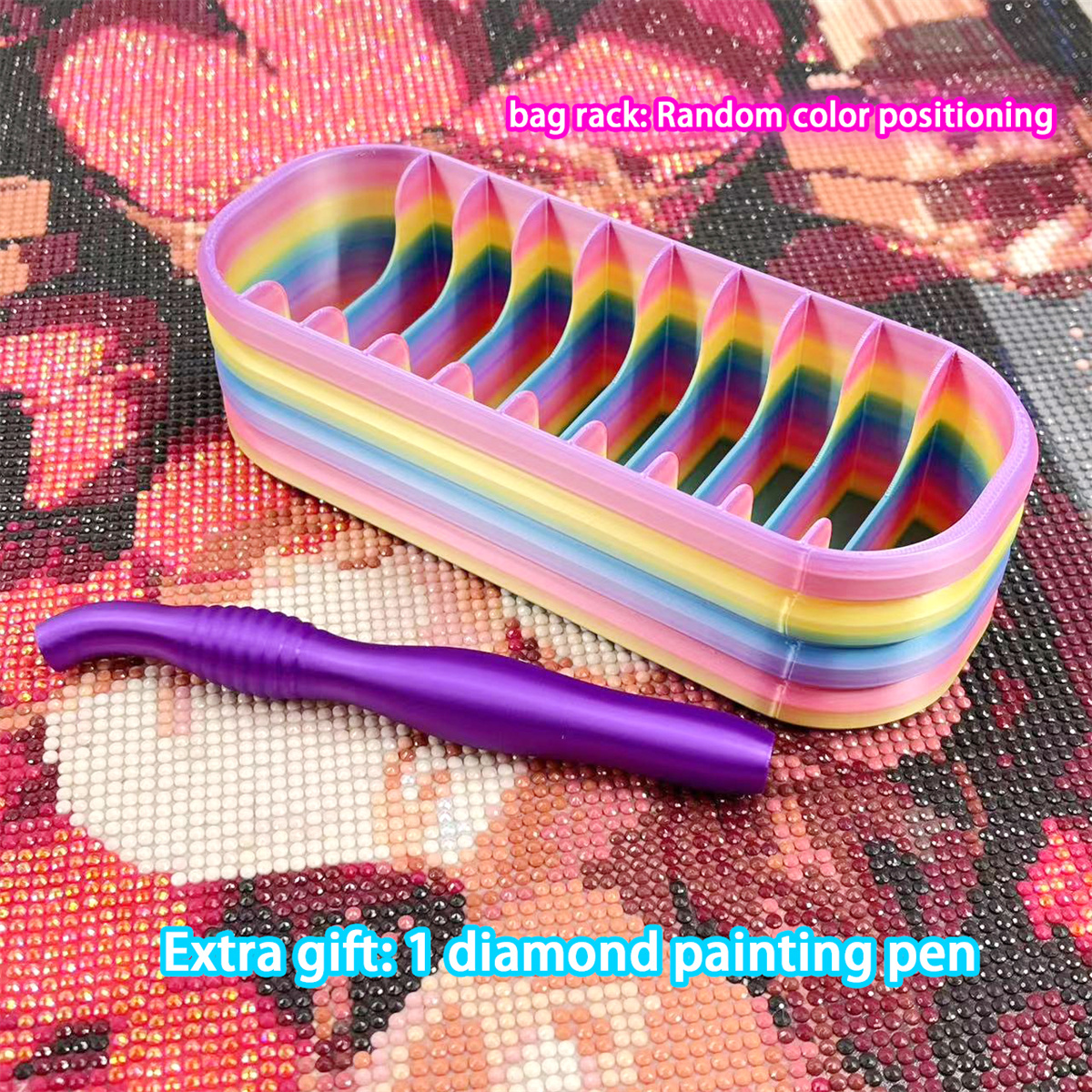 TEMU 10-compartment Diamond Painting Storage Rack + 1 Purple Diamond Painting Pen, Convenient For Organizing Messy Diamond Painting Diamond