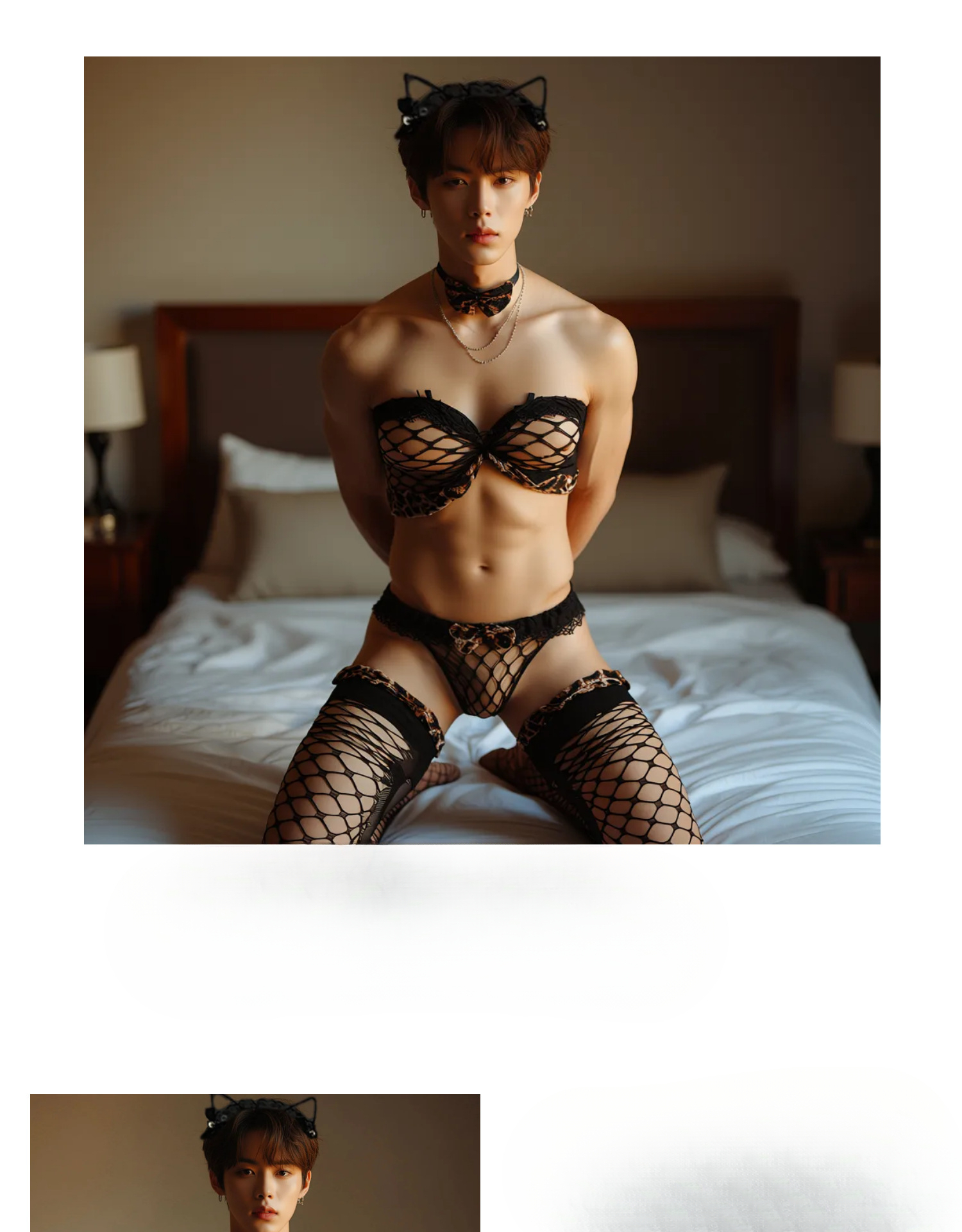 plus size mens leopard print mesh lingerie european   seductive   uniform 4pcs set Product details 1