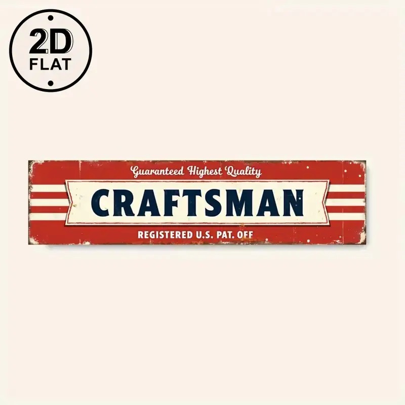 TEMU Metal Sign Red And White Vintage Style With Highest Quality Text And U. S. Pat. Off. Logo For Garage Workshop Decor Perfect For Father's Day Or