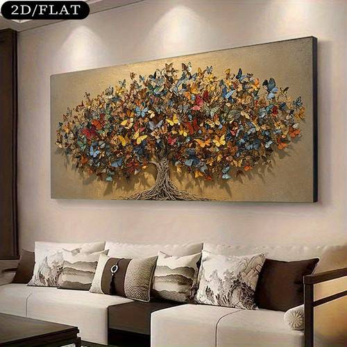 item picture 1pc large modern abstract tree of life wall art painting oversized horizontal 27 5 x55 1 70x140cm multicolor minimalist art deco modern canvas for large wall decor tree of life mythical artwork for bedroom 2d flat