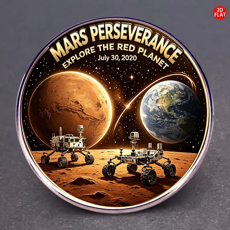 TEMU 2d Flat, 1pc, 2d The Red Planet July 30 2020 Stainless Steel Brooch For , 2d Flat