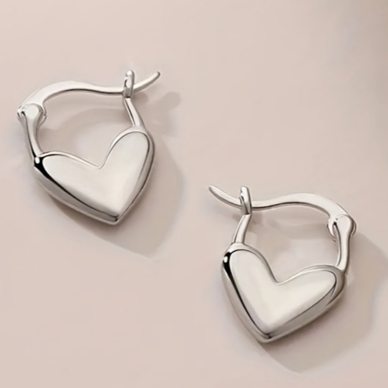 TEMU 1 Pair Women's Fashion Hoop Earrings Easy Elegant Heart-shaped Earrings For Women Weddings Banquets Parties Dates Commuting Wearing Temperament