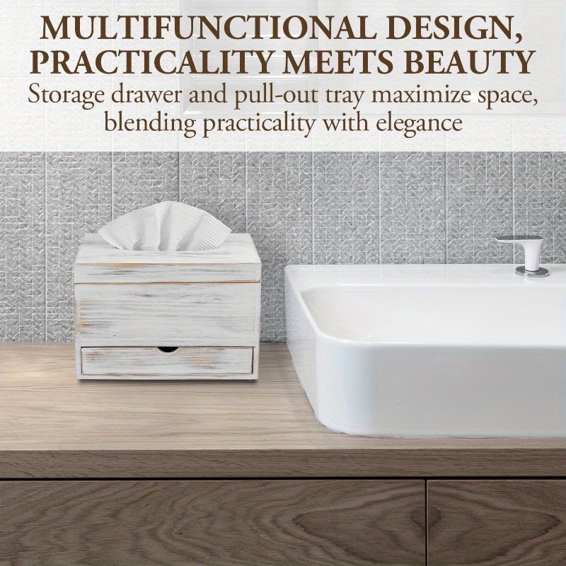 contemporary transparent acrylic tissue holder featuring a pull-out drawer, ideal for storing makeup, cosmetics, and bathroom accessories on your vanity countertop., round tissue box holder, tissue boxes for bathroom, small tissue box, bathroom tissue holder Product details 3