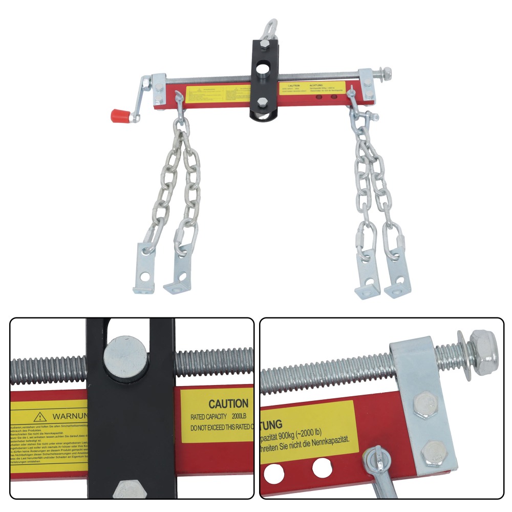 3/4 Ton Capacity Engine Hoist Accessory Steel 3 Engine Leveler With Adjustable Handle Red
