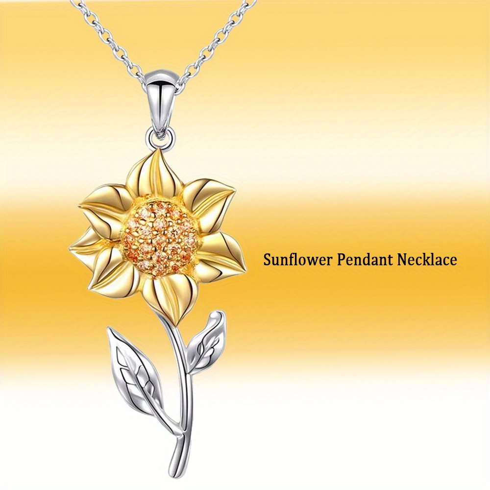 TEMU 1pc Of Stylish And Unique Sunflower Pendant Necklace, Perfect For Birthday Celebrations, Valentine's Day, Anniversaries, Or As A Gift