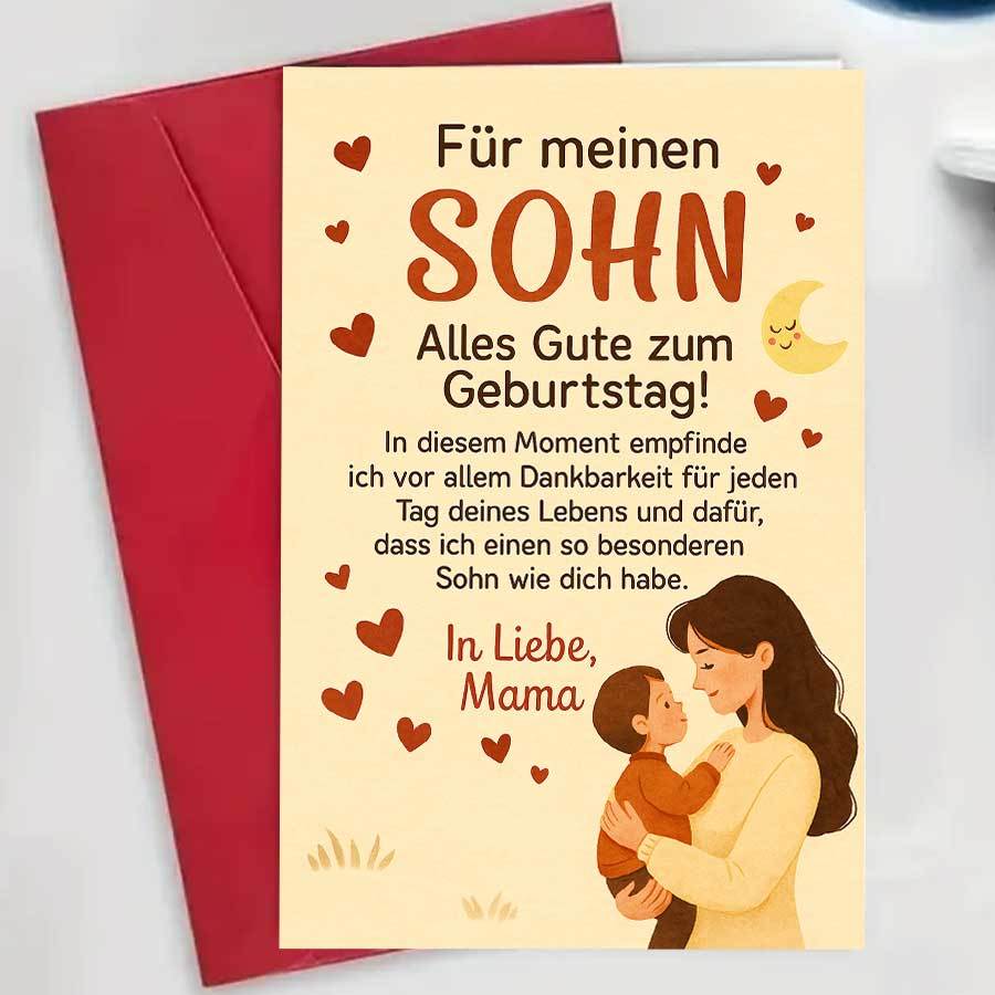 E-shop 1 Stück Geburtstagskarte für Sohn von liebender Mutter – für herzliche Familienfeiern besondere , um Dankbarkeit Liebe zum Geburtstag Sohnes zu