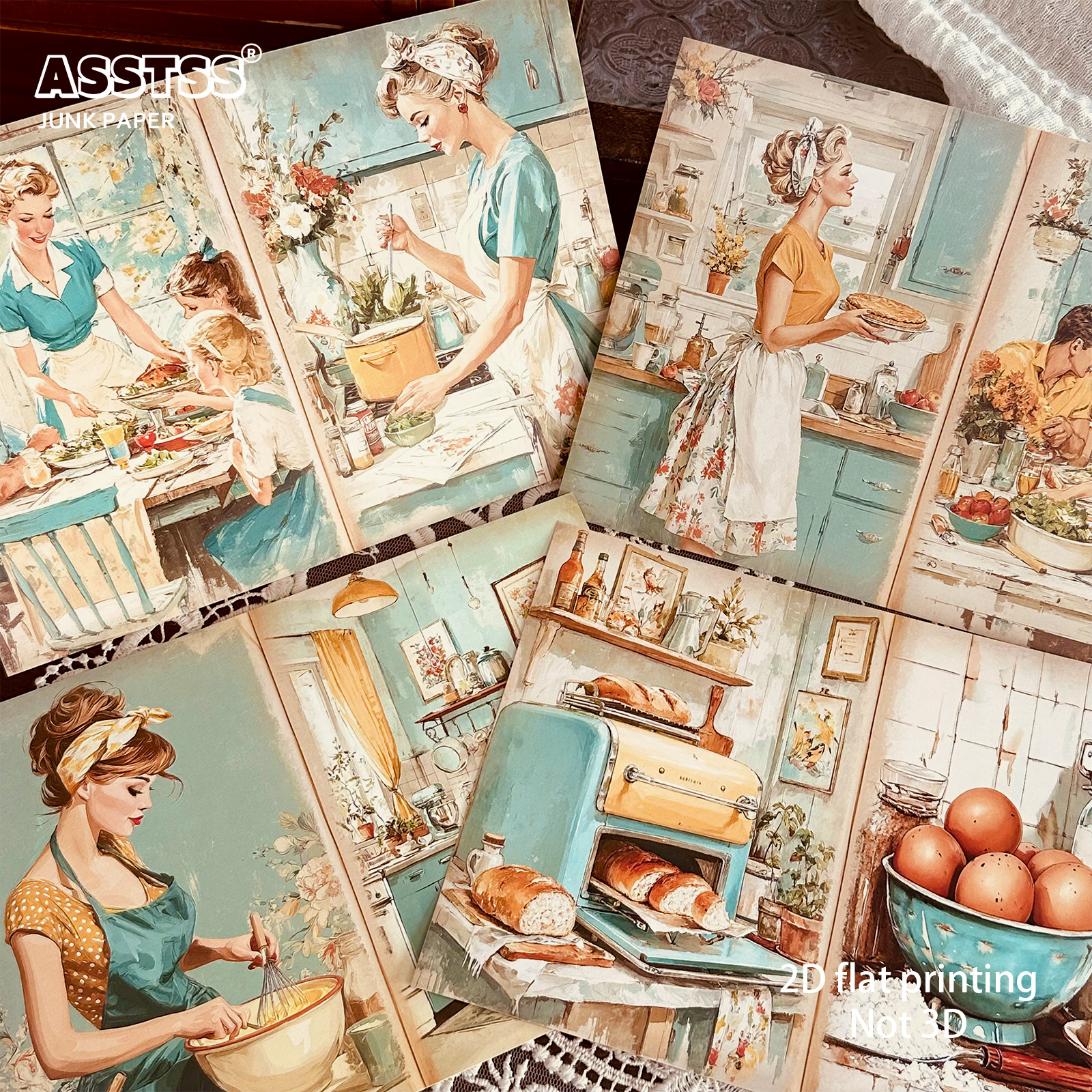 TEMU ASSTSS Bloc de papier de scrapbooking A5 rétro vintage années 1950, 20 feuilles, pour arts et loisirs créatifs, journaux de récupération,
