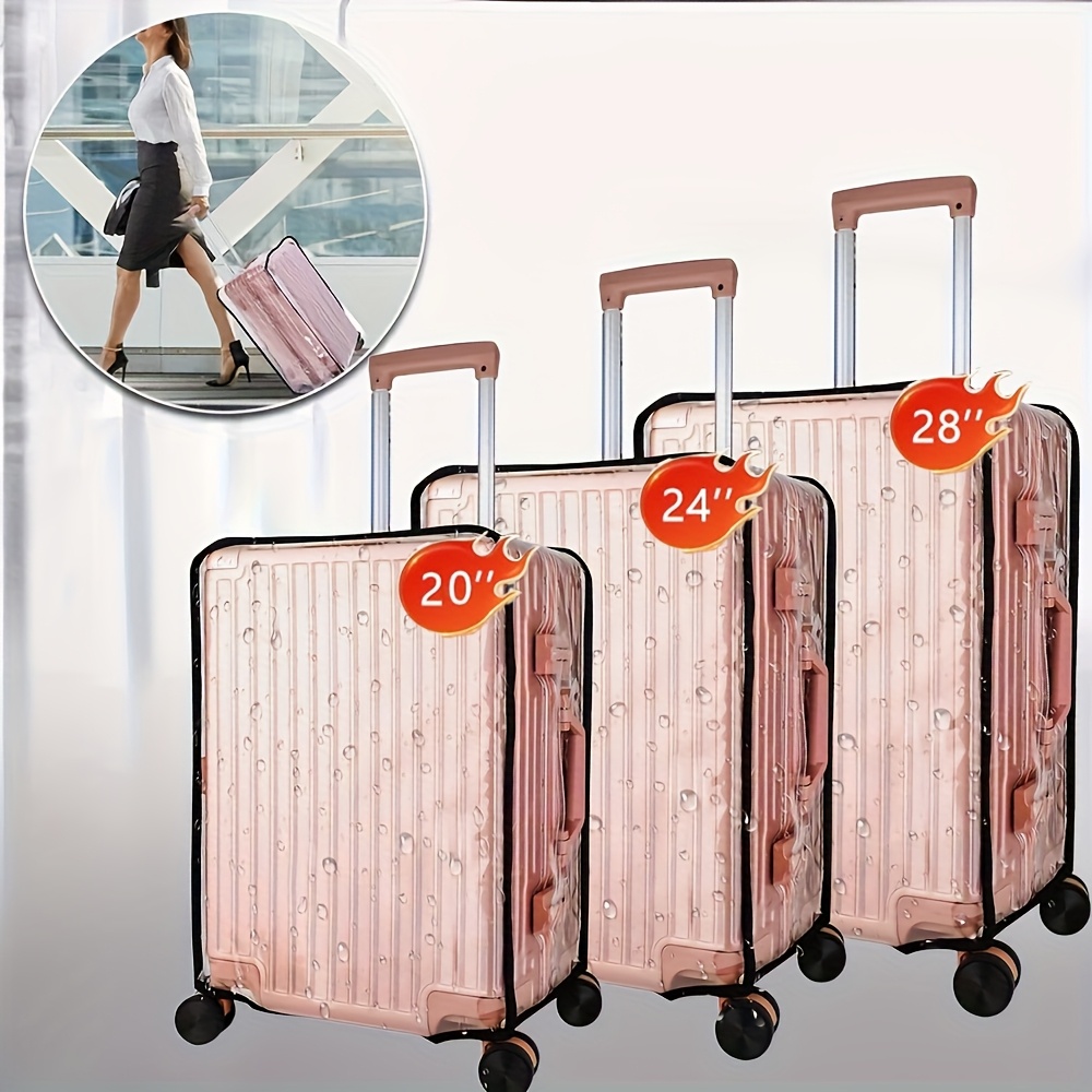 TEMU A Trio Of Luggage Covers From Durable Pvc, Fitting Suitcases Of Sizes 50.8cm, 60.96cm, And 71.12cm. Protection Against Water, Dust, And