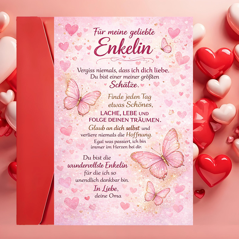 Image of 1 Pink Greeting Card + Envelope | Expressing Love And Encouragement From To Granddaughter, Perfect For Birthdays, Special Occasions, Or