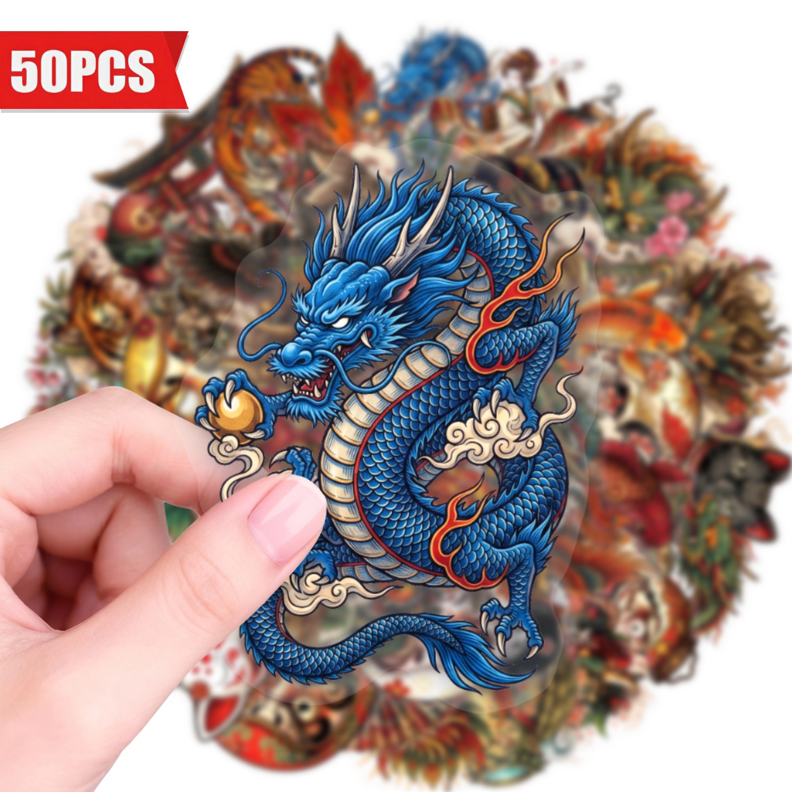 TEMU 50 Sheets, Transparent Dragon Stickers, Trendy Stickers, Suitable For Water Bottles, Notebooks, Suitcases, Skateboards, Tablets