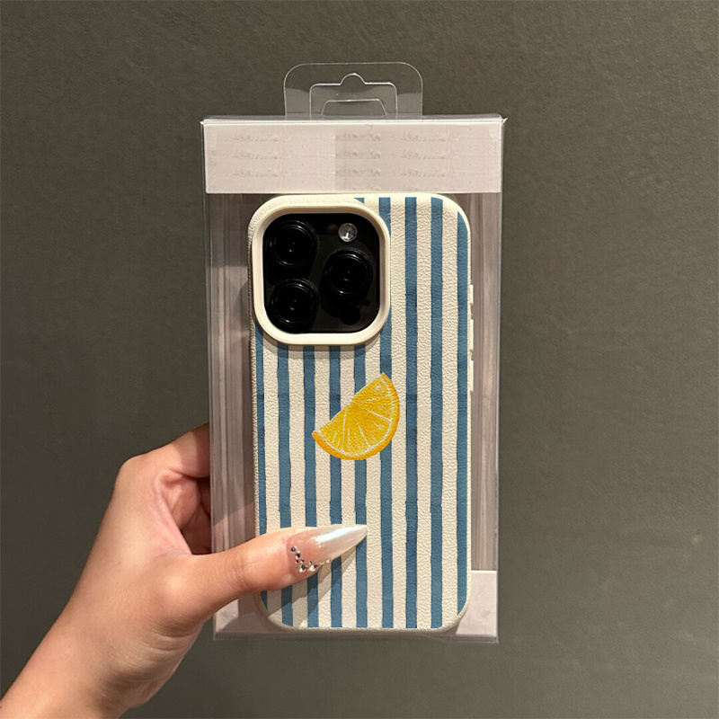 Blue Lemon Illustration Design Case for iPhone 16 Pro Max/16 Plus/15 Pro Max/15 Pro/15 Plus/15/14 Pro Max/14 Pro/14 Plus/14/13 Pro Max/13 Pro/12 Pro Max/12 Pro/11 Pro, Soft Cover, New Style, Fashionable, Protective, Gift,, Business