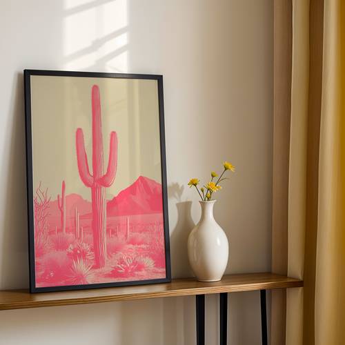 item picture 1pc desert landscape print mexican desert pink saguaro joshua poster vintage modern art suitable for ern office decor unframed desert scenery