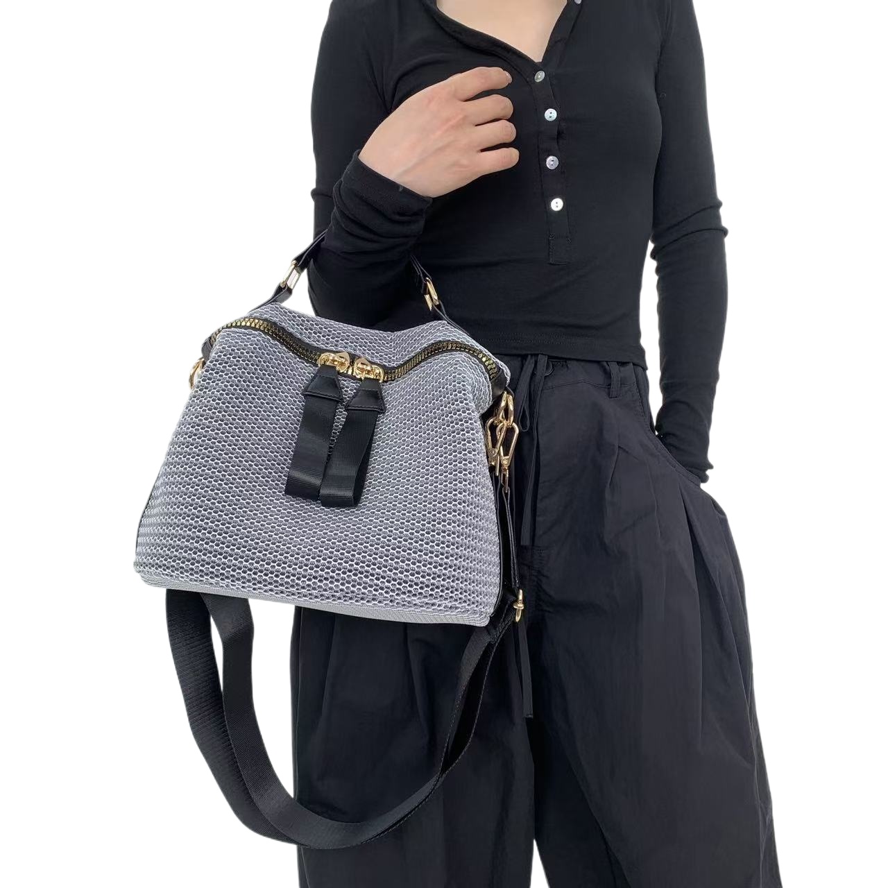TEMU Borsa tote da donna vintage casual in rete, borsa patchwork stile , borsa a spalla di grande capacit� adatta per lavoro, pendolarismo,