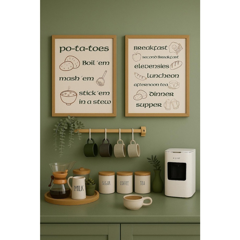 TEMU 2pcs Wb Lotr Hobbit Kitchen Poster - Frameless Middle-earth Meals Wall Art Suitable For Lotr & Hobbit Fans, Printable Decor, Movie-themed Art