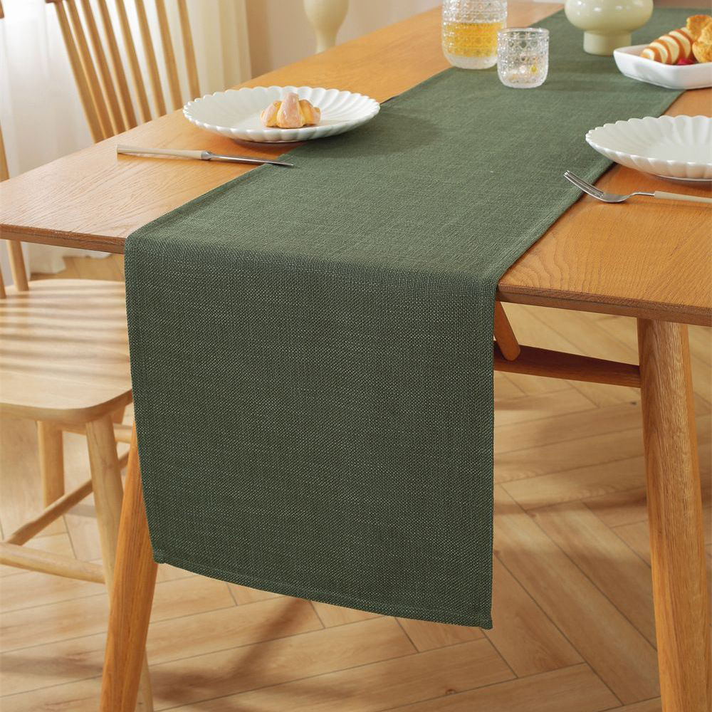 TEMU 1pc 2d Flat Japanese - Style Linen Table Runner, Light Luxury Premium Solid Color Tablecloth Tea Table Cover. Linen Table Runner Suitable For