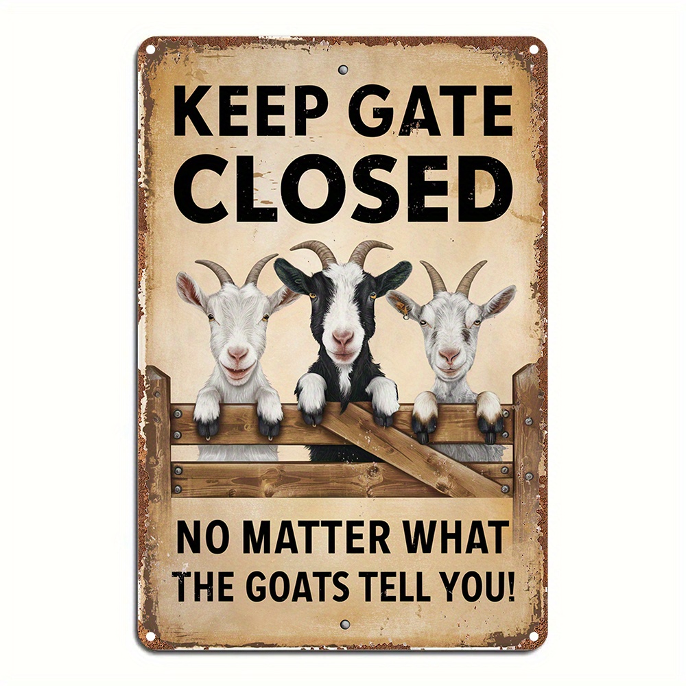 TEMU 1pc Fun "please Close The Door" Wooden Goat Sign - Rustic Style Wooden Wall Decor, Suitable For Home, Cafe, Garage - Humorous Goat Themed Door
