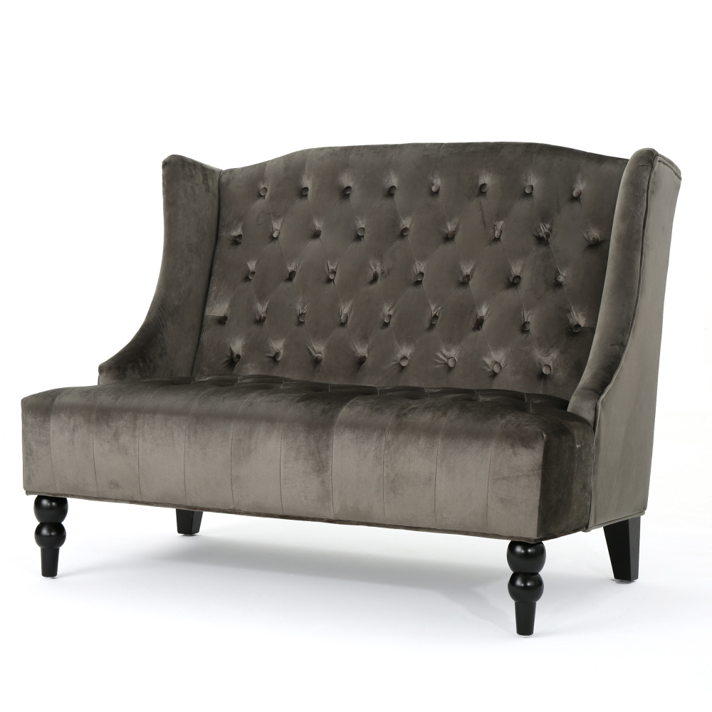 50-Inch Two-Seater Sofa, Comfortable Velvet Fabric, Mid-Century Modern Style, Minimalist Design, Extended Backrest, Compact Two-Seater Suitable for Bedrooms, Apartments And Home Offices