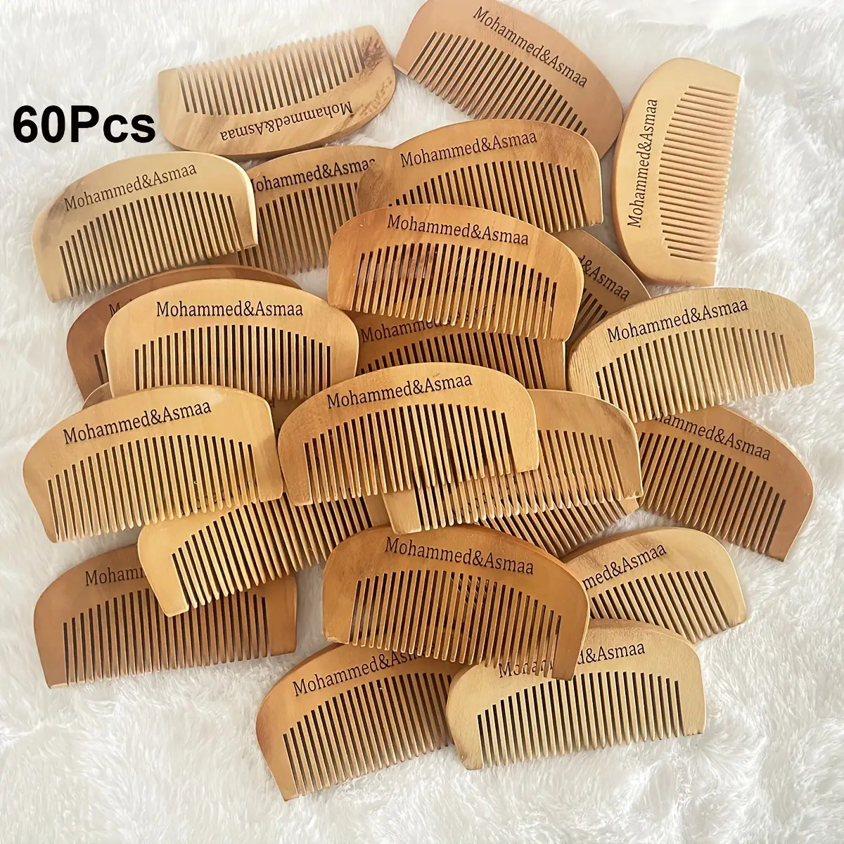 TEMU 100/80/60/40/20 pezzi personalizzabile in legno per capelli e barba - Design personalizzato con logo di taglia tascabile a , estremit� in legno