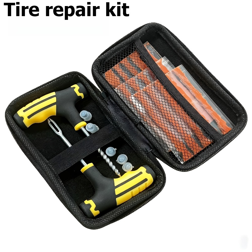 Repair Kit With T-handle Rubber Strips Storage Case For Car Motorcycle Truck Scooter Emergency