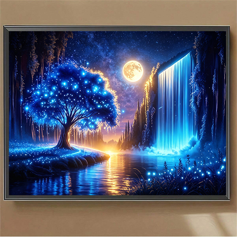 TEMU 1 Set Kit de Peinture Diamant 5D, Adulte, Peinture Diamant 5D, Arbre de Rêve Scène , Peinture Diamant, Art de Perforation Manuelle, Peinture