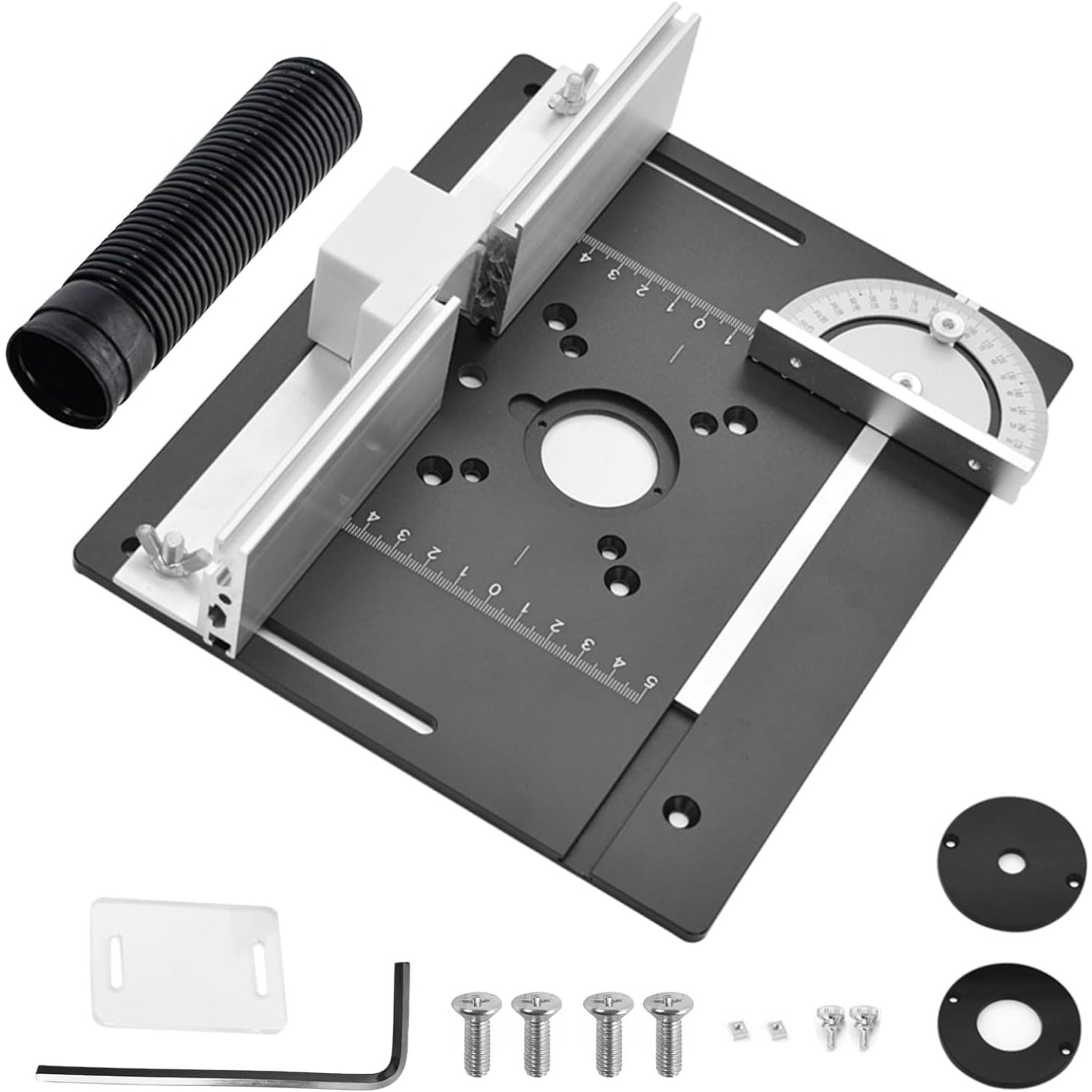 A Woodworking Carving Machine Designed For A Milling Machine Table Pad, Complete With A Fence Angle Ruler, Wrench, Screw Kit, And Tools For Edge Trimming And Deburring