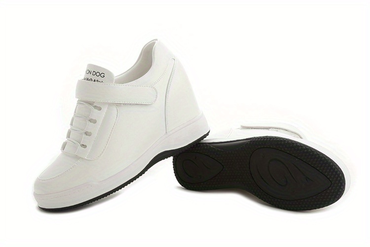 Tenis casual con plataforma para mujer, blancos, cómodos para caminar, suela de goma, forro de tela, versátiles para todas las temporadas, plantilla de EVA, material sintético en exterior e interior