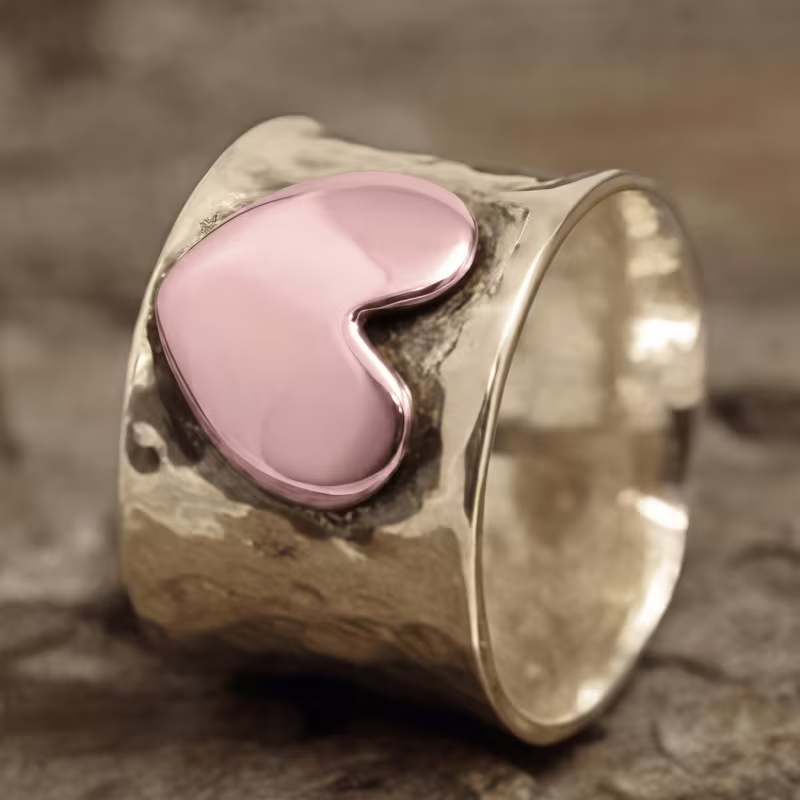 TEMU Women's Vintage Bohemian Wide-band Ring - , Suitable For Daily Wear, Vacations, And Parties, A Versatile Gift For Mom