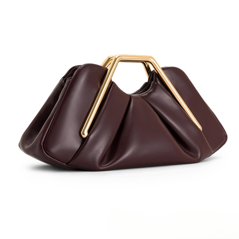 Luxury Elegant Evening Clutch with Magnetic Closure & Fixed Strap - Shiny Solid Color Handbag for Women, Wedding, Party, Formal Events - Burgundy/Black/Light Brown/White - Versatile Bridesmaid Gift & Daily Use Bag, Bridal Handbag, Designer Handbags for Women, Wedding Guest Bag, Bridal Clutch Purses, Dress Purse, Party Accessory, Stylish Purse, Highquality Finish, Sleek Construction, Women's Handbag, Fashion Women