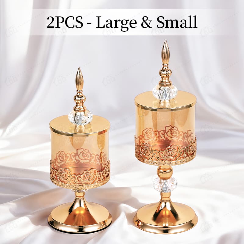 Image of 1/2pcs Vintage Elegant Glass For Candy Dish With Lid, Jar For , Decorative Cookie Canister, Jewelry Trinket Box For Centerpiece & Home Decor Accents