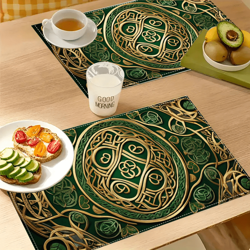 

4pcs Aesthetics Desktop Linen Mat Classic Printed Table Mat Kitchen Restaurant Party Decoration Mat Meal Mat Western Food Mat