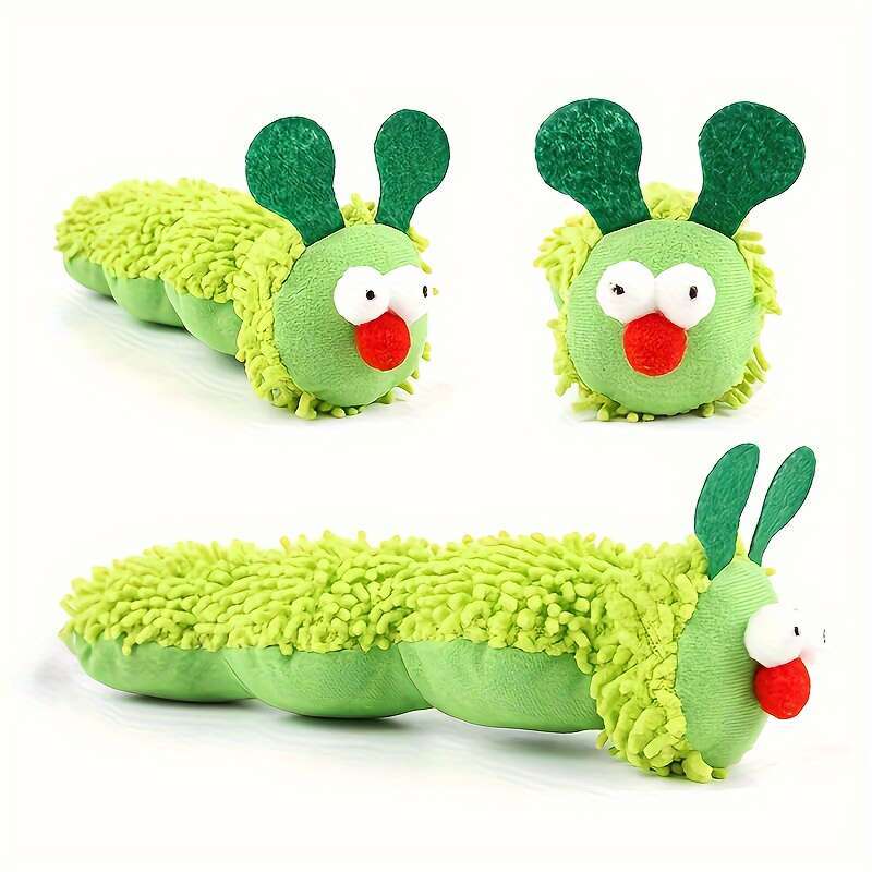 Interactive Plush Broad Bean Cat and Dog Toy with Animal Print, Soft Fabric Pillow and Durable Plastic, Safe for All Breeds and Sizes