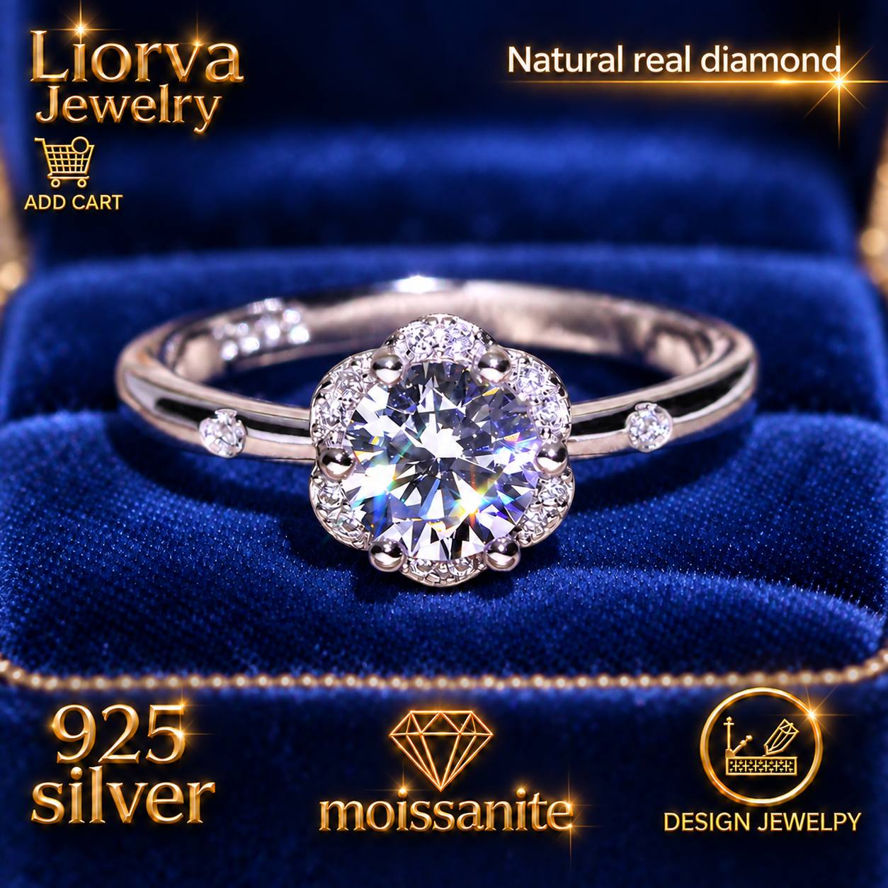 Elegant S925 Sterling Silver Heart-Cut Moissanite Ring
