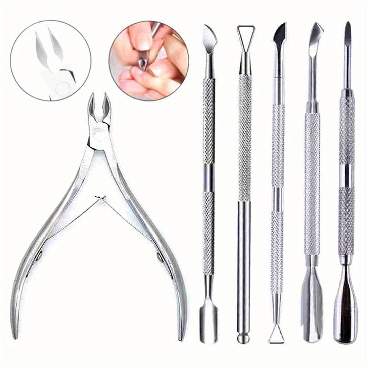 

Professional Stainless Steel Manicure Set - Nail Cutter, Scissors, Cuticle Pusher & Remover Kit For Hands And Feet Care