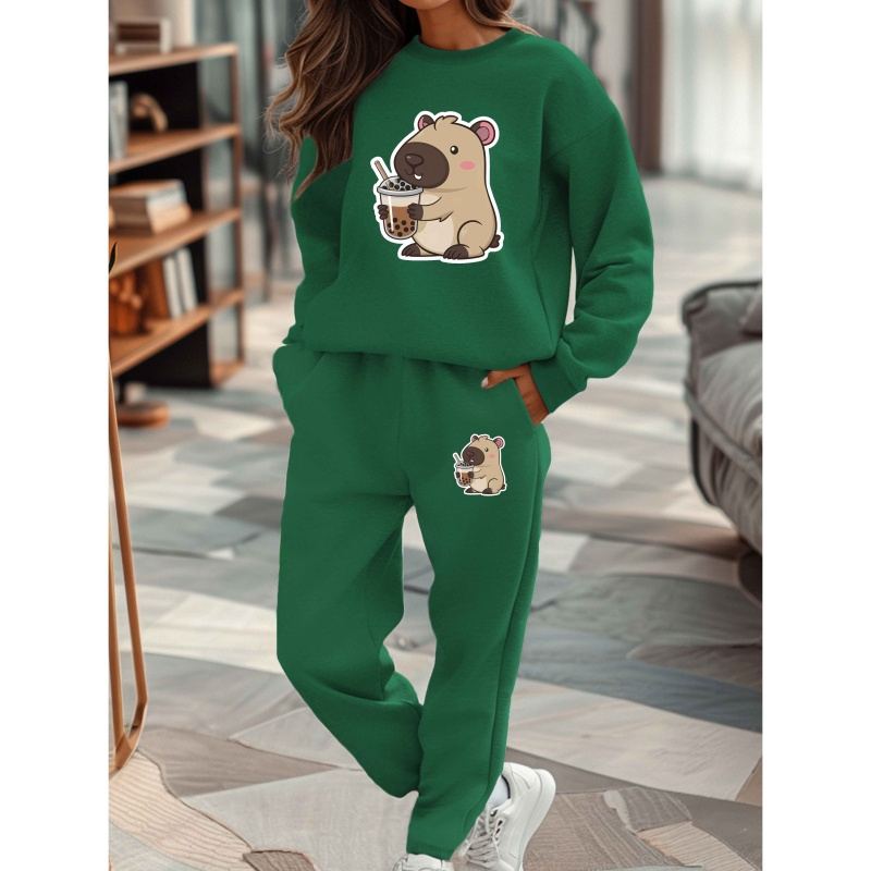 

Adorable Animated Capybara Female Hoodie And Jogger Outfit