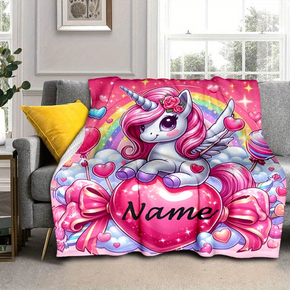 

1pc, Custom Name Blanket, Personalized Soft Lightweight Blanket For Sofa, Bed, Couch, Ultra Luxurious Warm And Comfortable, Suitable For All , The For Christmas Gifts