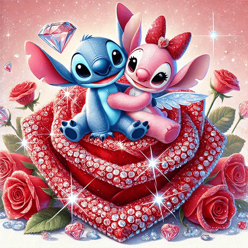 

5d Diy Diamond Painting Kit Featuring Cartoon Animals Stitch And , Beautiful Flowers, Valentine's Day Gifts, Home Decoration For Living Rooms, And A Great Present For .