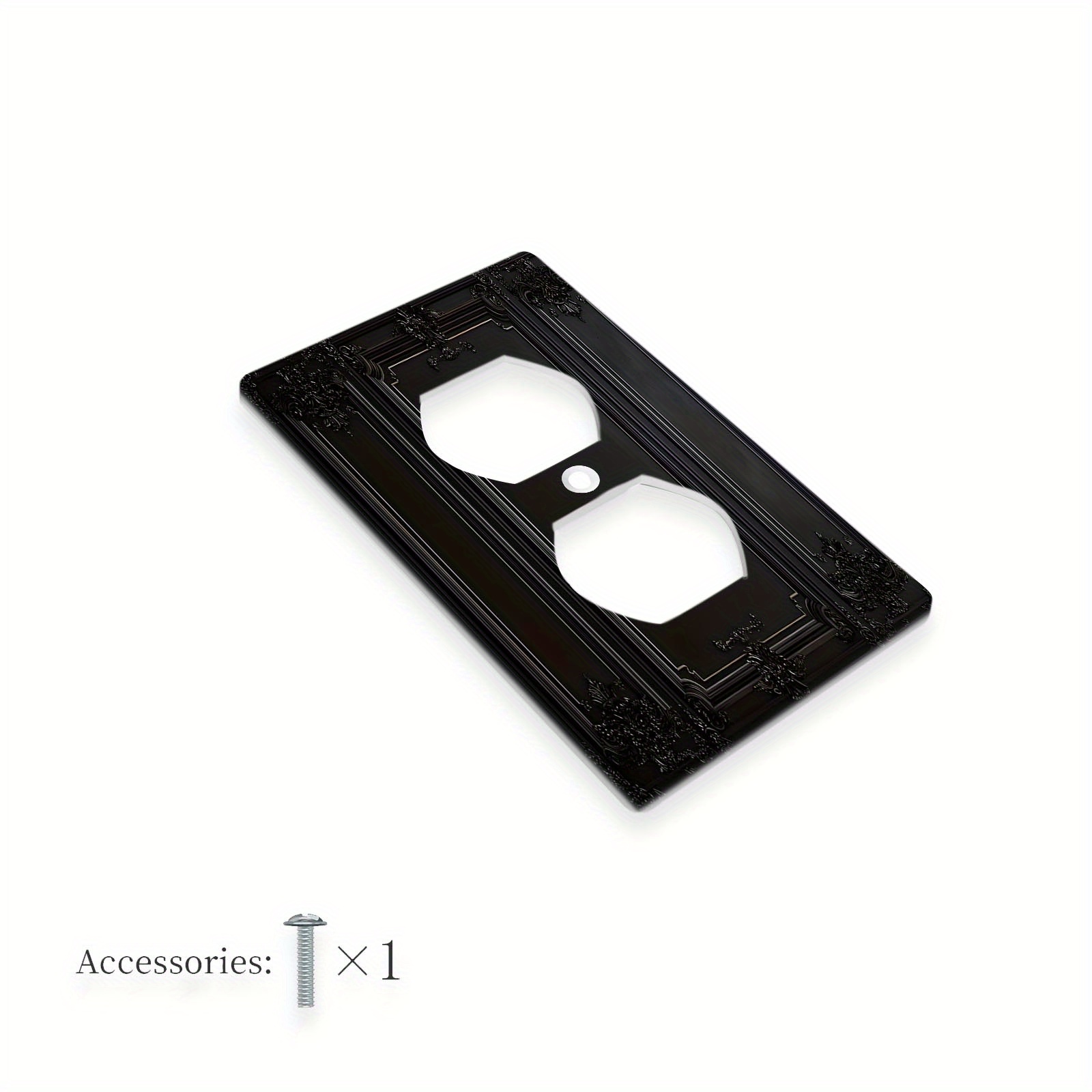 TEMU 1pc 1gang/2gang Vintage Black Doorway Decorator Light Switch Cover Heat And Fade Resistance Electrical Outlet Covers Decorative Wall Plate
