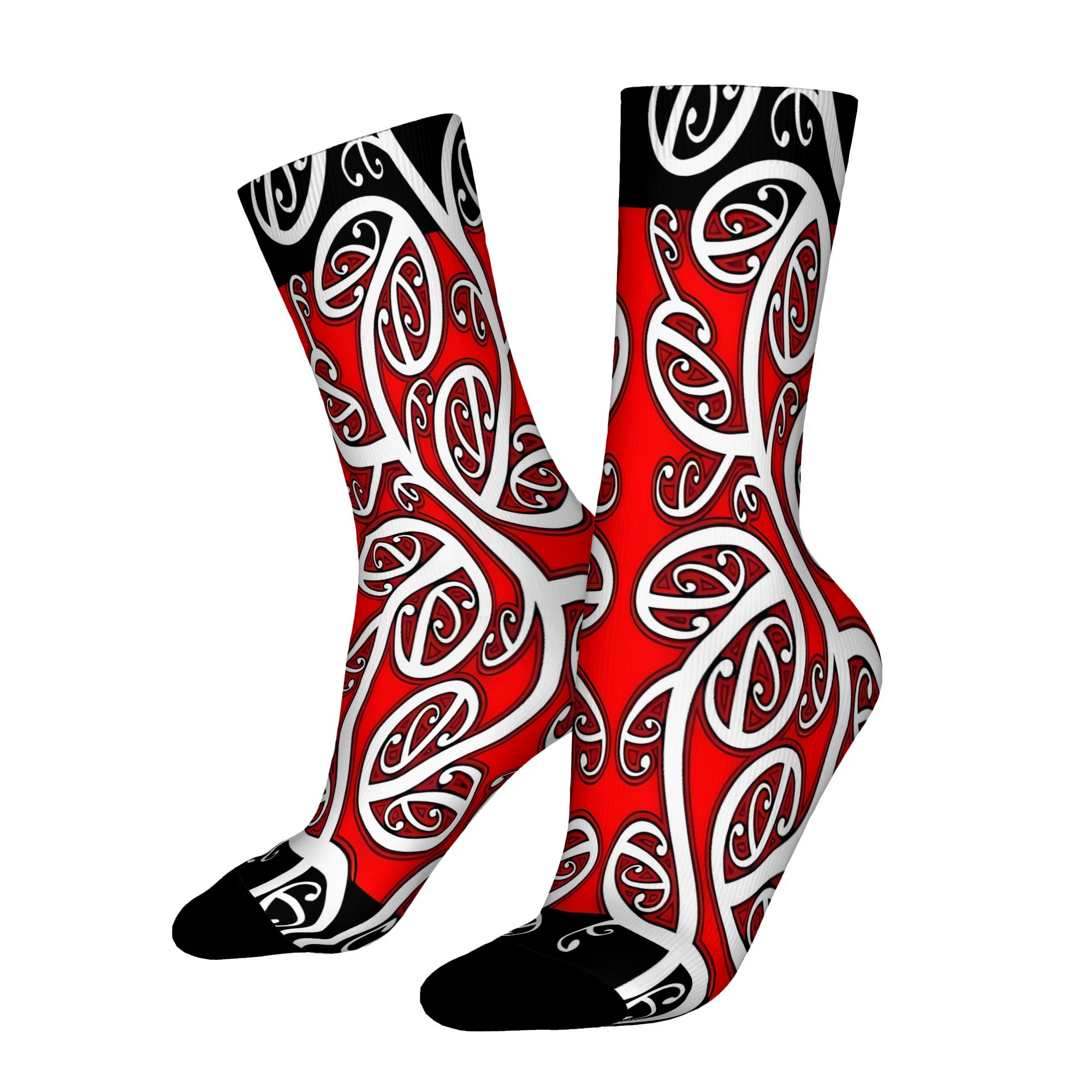 TEMU 2d Flat Printing Maori Pattern Men's Socks Novelty Spring Summer Autumn Winter Stockings