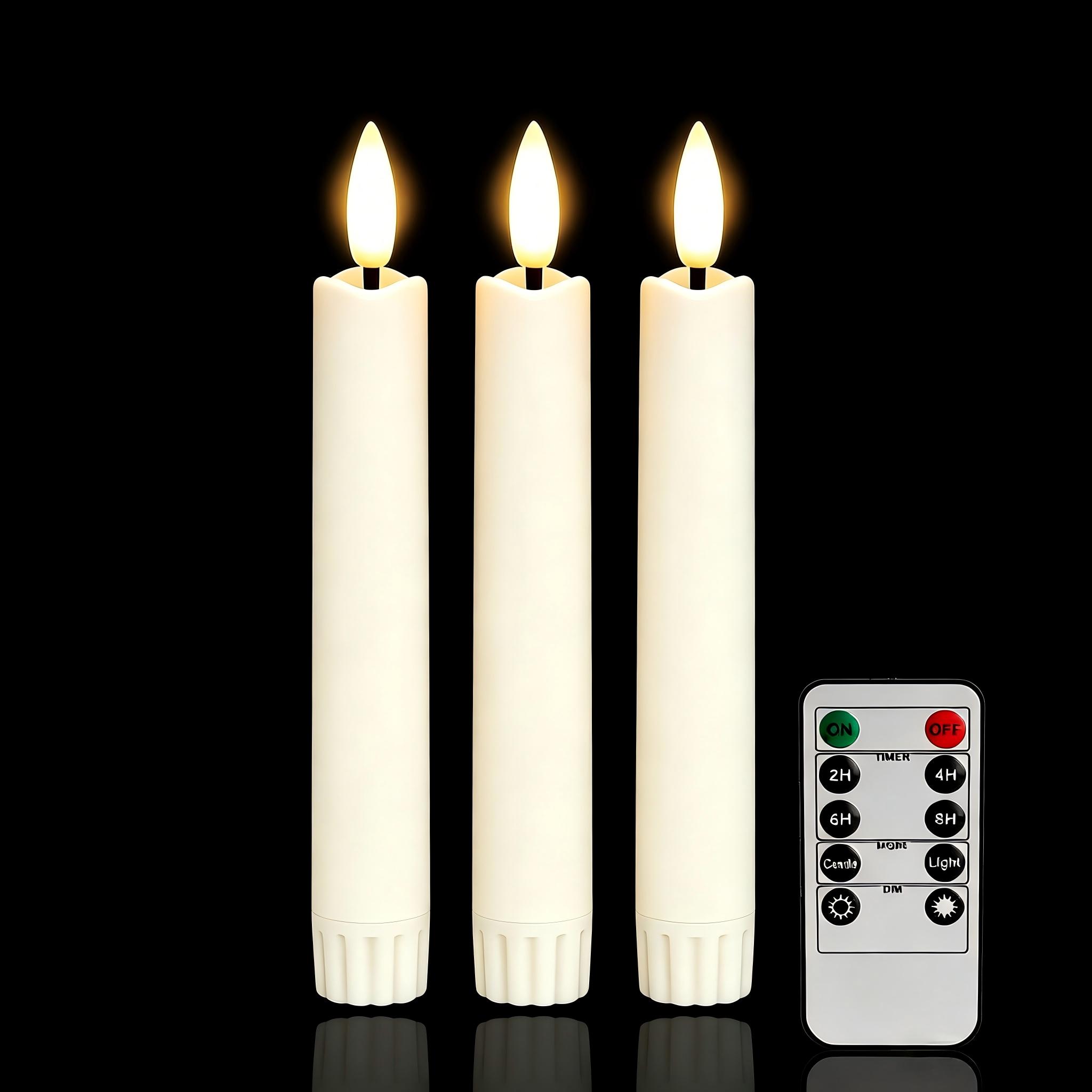TEMU 3pcs 6.5inch Flameless Led Candles - Including 1 Remote Control, Battery Powered (aaa Not Included), Realistic Flickering & Safe Non-flame, Soft