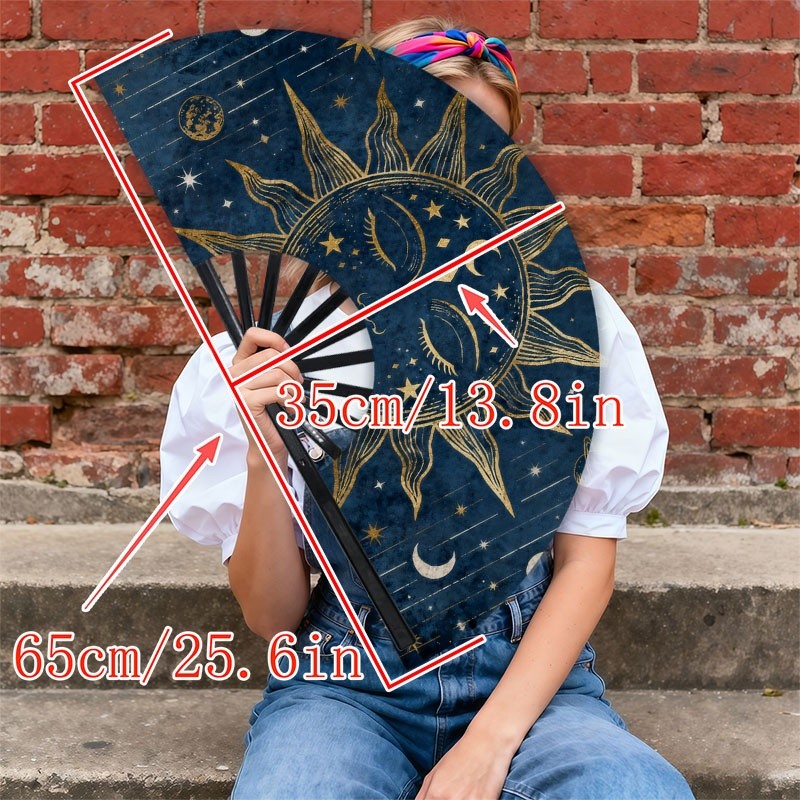 TEMU Men's Handheld Fan, 1pc Design, Polyester Material, Portable Cooling For Daily Use/outdoor, Magical Atmosphere, Trendy Men's Accessory,