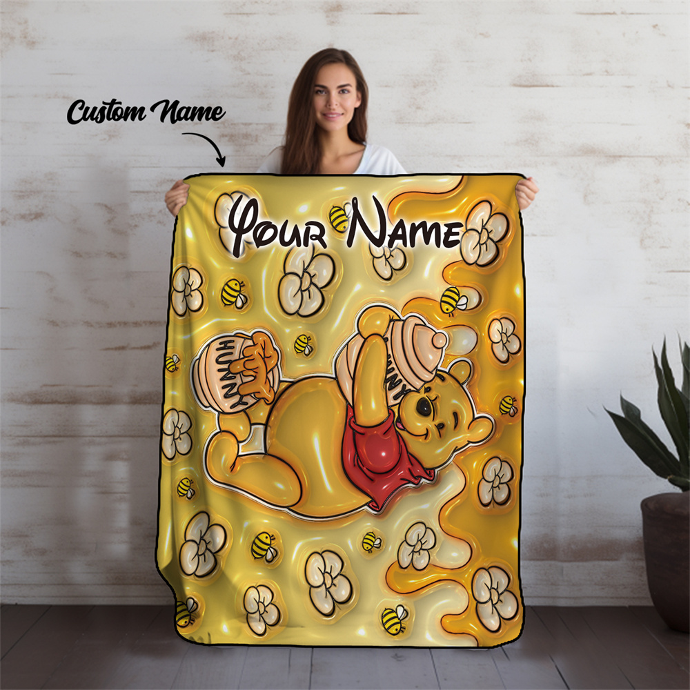 

[customization] 1pc Disney Blanket, Disney Winnie The Pattern And Blanket, And , Suitable , Suitable For Bed, Sofa,