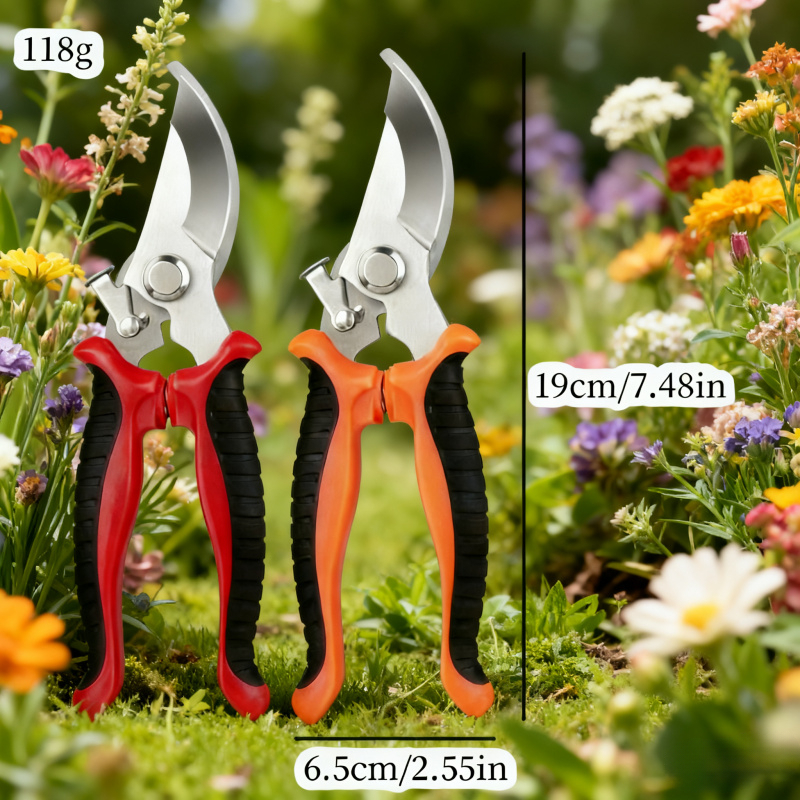 2pcs heavy duty stainless steel pruning shears right handed garden shears with ergonomic non slip handles   durable branch trimming scissors suitable for fruit tree trimming lawn garden maintenance classic pruning
