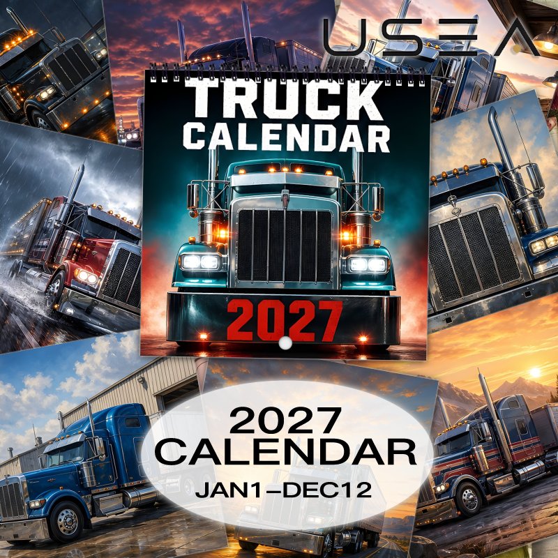 TEMU Calendriers Muraux 2027, Calendrier Mural, Agenda Mensuel 12 Mois et Organisateur Annuel, Thème Camion Semi-Remorque, Calendrier Suspendu à